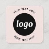 シンプル文字ロゴQRコード赤面ピンク スクエア名刺 (正面)