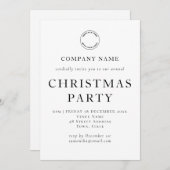 シンプル文字企業の白黒クリスマスパーティー 招待状 (正面/裏面)