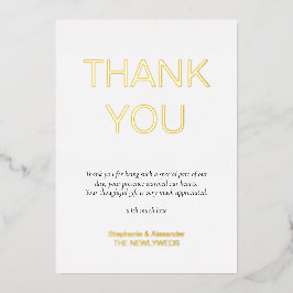 シンプル文字写真結婚有難うご実在ざ 箔招待状