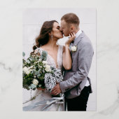 シンプル文字写真結婚有難うご実在ざ 箔招待状 (裏面)