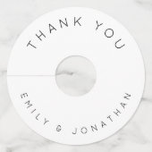 シンプル文字名サンキューホワイト結婚ズ ワイングラスタグ (正面)