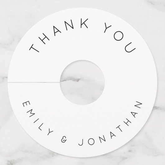 シンプル文字名サンキューホワイト結婚ズ ワイングラスタグ (正面)