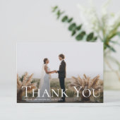 シンプル文字感謝していユー結婚の写真カード サンキューカード (スタンド正面)