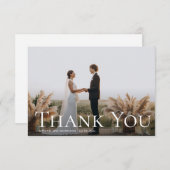 シンプル文字感謝していユー結婚の写真カード サンキューカード (正面/裏面)