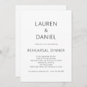 シンプル文字白黒結婚のリハーサルディナー 招待状 (正面/裏面)
