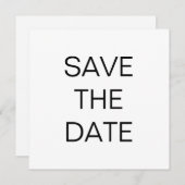 シンプル文字白黒結婚ズスクエア セーブザデート (正面/裏面)