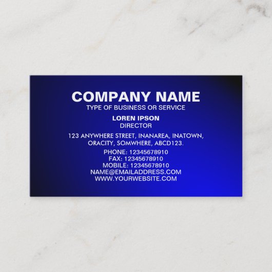 シンプル文字06 – スポットライト – 青 名刺 (正面)