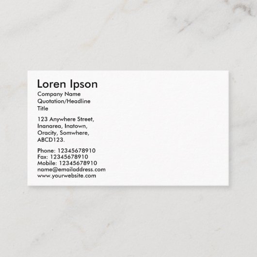 シンプル文字 – 白 名刺 (正面)