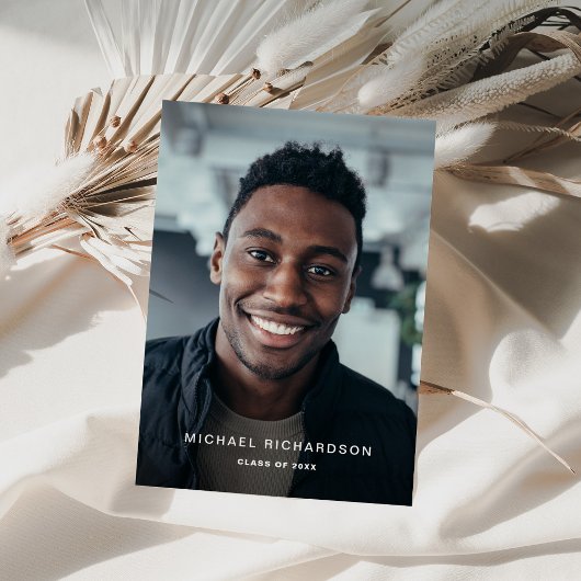 シンプル文字 |縦型2枚の写真卒業パーティー 招待状