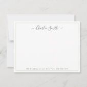 シンプル文房具縁どはパーソナライズされた緑 ノートカード (正面)