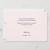 シンプル新しいホームカードの赤面おめでとう 招待状 (裏面)