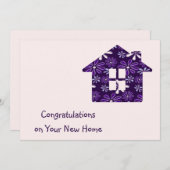 シンプル新しいホームカードの赤面おめでとう 招待状 (正面/裏面)