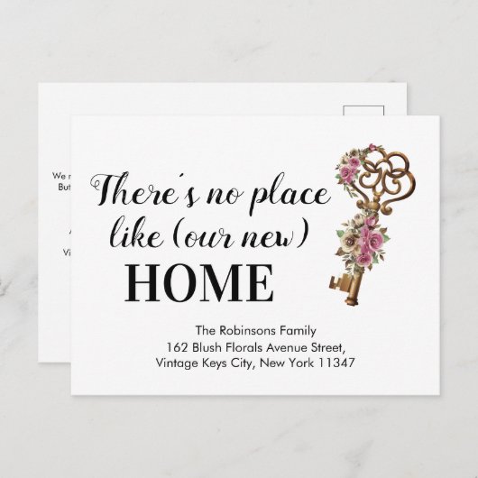 シンプル新しいホーム引っ越しましたの移動告知 ポストカード (正面/裏面)