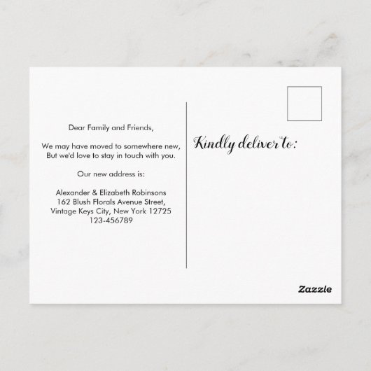 シンプル新しいホーム引っ越しましたの移動告知 ポストカード (裏面)