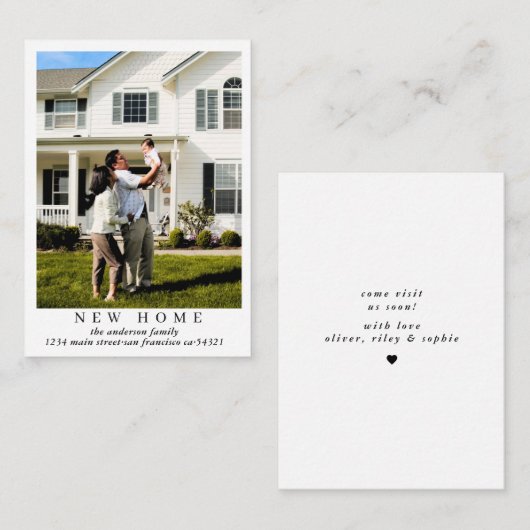 シンプル新モダンしいホーム写真の移動告知 ノートカード (正面/裏面)