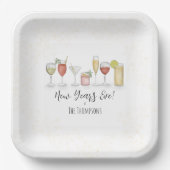 シンプル新年パーティーカクテルドリンク水彩 ペーパープレート (正面)