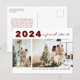 シンプル新年A新しいスタート2フォトホリデー ポストカード