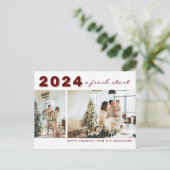 シンプル新年A新しいスタート2フォトホリデー ポストカード (スタンド正面)