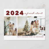 シンプル新年A新しいスタート2フォトホリデー ポストカード (正面)