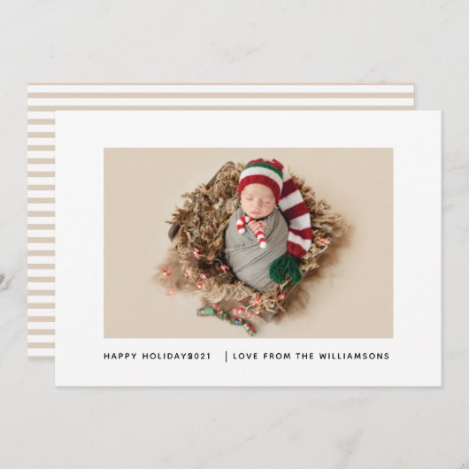 シンプル新生児エレガント写真2021ホリデーカード シーズンカード (正面/裏面)