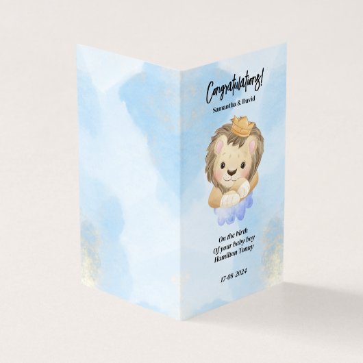 シンプル新生児ボーイベビーおめでとうカード (外部)