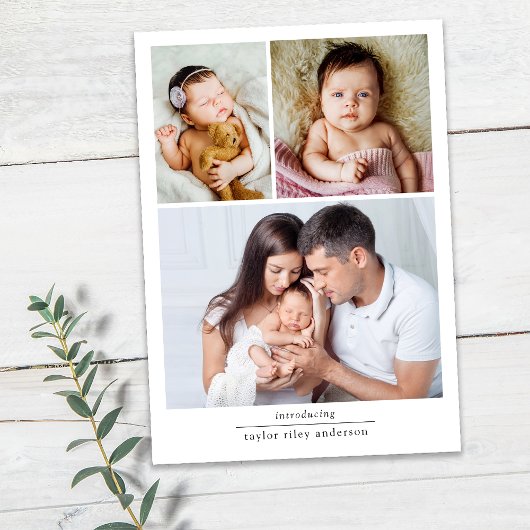 シンプル新生児数々のコラージュ サンキューカード