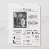 シンプル新聞の結婚式のスクリプト日付inviを保存 招待状 (裏面)