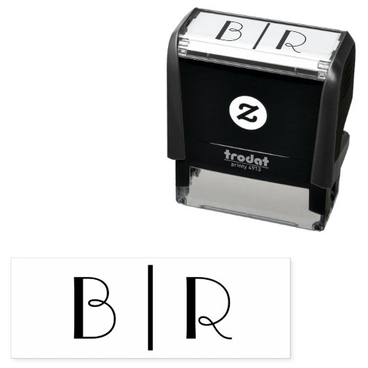 シンプル新郎結婚の2イニシャルモノグラムVSP セルフインキングスタンプ (インサイチュ)