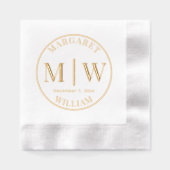 シンプル新郎結婚の2イニシャル名VSR 箔ナプキン (正面)