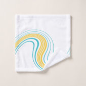 シンプル旋回 – ターコイズと黄色 バスタオルセット (ウォッシュタオル)