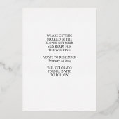 シンプル日付の保結婚存 箔招待状 (裏面)