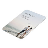 シンプル日付の写モダン真結婚を保存 マグネット (左側)