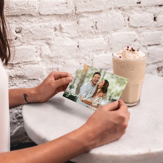 シンプル日付の写結婚真の保存 ポストカード