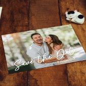 シンプル日付の写結婚真の保存 ポストカード