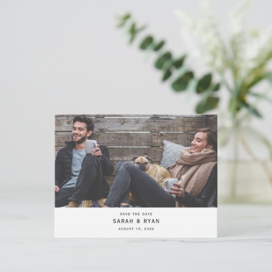 シンプル日付を写真付きで保存 案内ポストカード (スタンド正面)