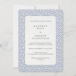 シンプル日本の清海波パタ結婚ーン 招待状