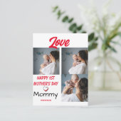 シンプル日&シック1stマザーギフト3 Photo Collage シーズンポストカード (スタンド正面)