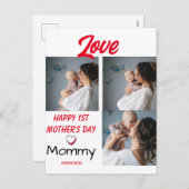 シンプル日&シック1stマザーギフト3 Photo Collage シーズンポストカード (正面/裏面)