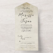 シンプル旧エレガント紙結婚ズ オールインワン招待状 (内側)