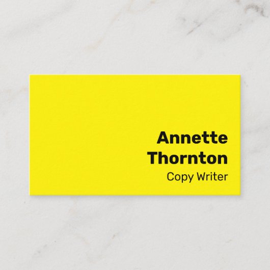 シンプル明るいはっきりした黄モダン鮮やか色 名刺 (正面)