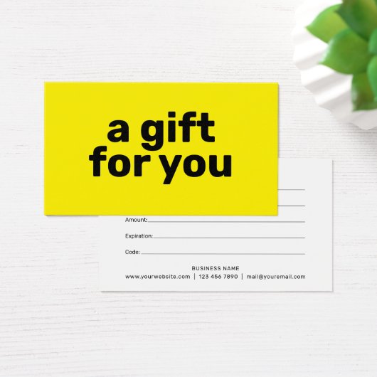 シンプル明るい黄色はっきりしたのモダンギフト証明書 (デスク)