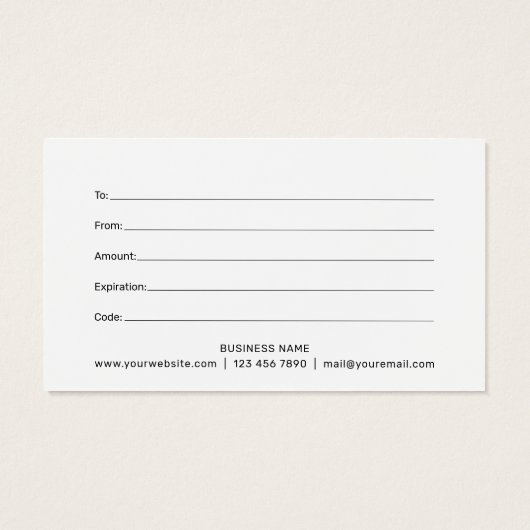 シンプル明るい黄色はっきりしたのモダンギフト証明書 (裏面)