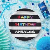 シンプル明カラフルカスタマイズハッピーバースデー ペーパープレート (パーティー)