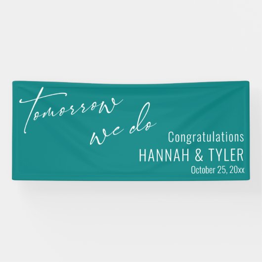 シンプル明日リハーサルディナーティール（緑がかった色） 横断幕 (横)