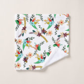 シンプル明花模様 バスタオルセット (ウォッシュタオル)