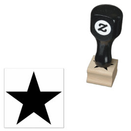 シンプル星無地の形ブラック ラバースタンプ