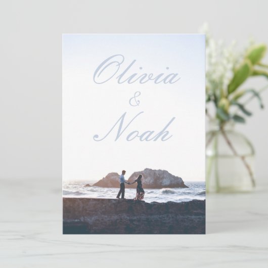 シンプル映画ポスタモダンーブルーフォト結婚ズ 招待状 (スタンド正面)