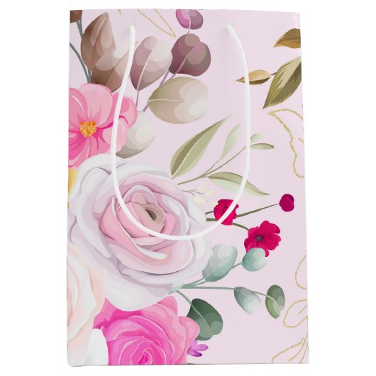 シンプル春エレガントフローラ ミディアムペーパーバッグ (正面)