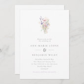 シンプル春薄紫ワイルドフラワー結婚ズ 招待状 (正面/裏面)