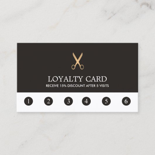 シンプル暗エレガント金ゴールドフェイクシザーロイヤリティカード ロイヤリティカード (正面)